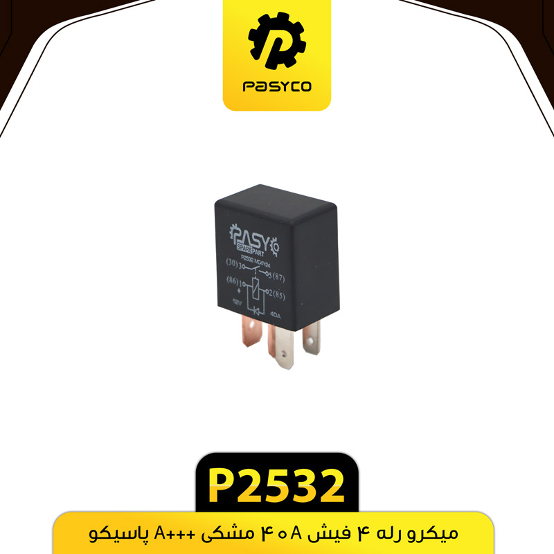 P2532 ميکرو رله 40A مشکي A+پاسيکو - تصویر 1